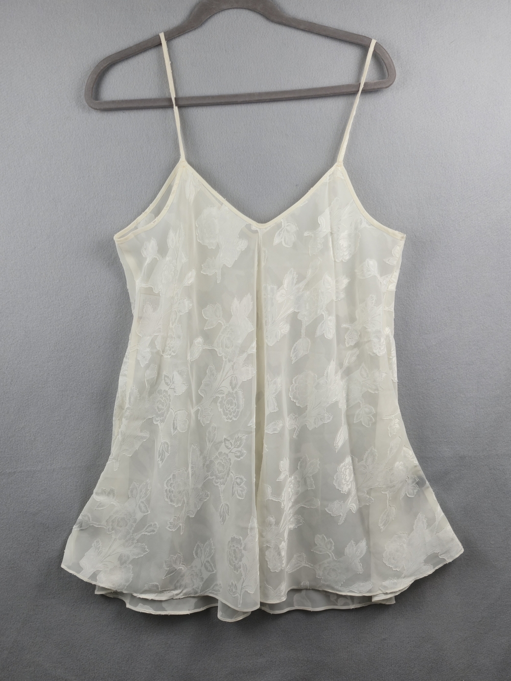 Vintage California Dynasty Cream Sheer Floral Lace Slip Chemise